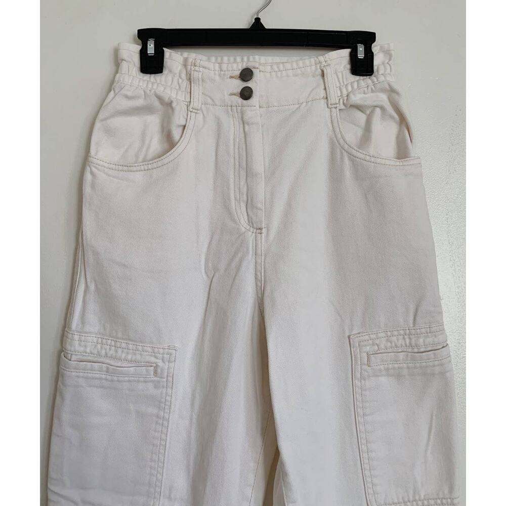 Cream H&M High Waisted Paper Bag Waist Cargo Pants 6 - Picture 2 of 6